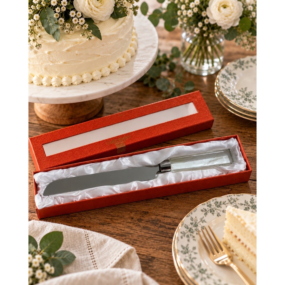 Oleg Cassini Susie Crystal Cake Knife Clear Handle Stainless Steel 151390K